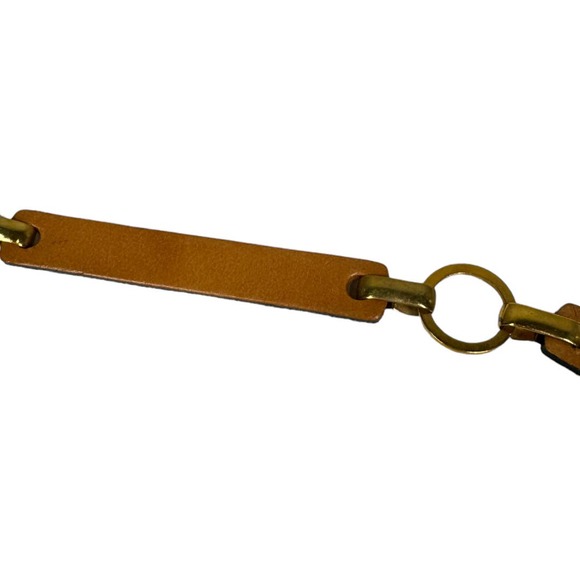 Vintage Tan Leather Chain Belt One Size Geometric Retro Hippie Boho Adjustable - Picture 4 of 5